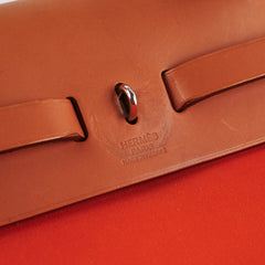Hermes Herbag 31 Orange/Tan Stamp R Square (2014)