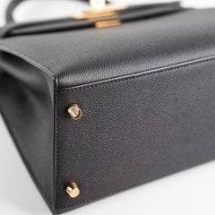 Hermes Kelly 28 Black Epsom - Y Stamp