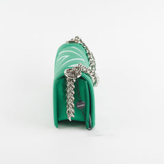 Chanel Chevron Boy Small Green With Holographic PVC