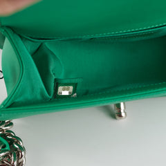 Chanel Chevron Boy Small Green With Holographic PVC
