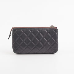 Chanel Black Pouch Cosmetic Bag Clutch Black