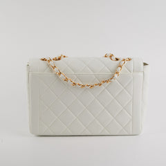 Chanel Quilted Vintage Flap White 24K Gold