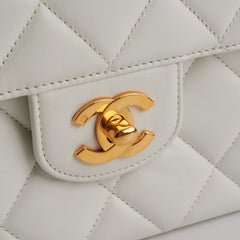 Chanel Quilted Vintage Flap White 24K Gold