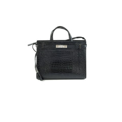 Saint Laurent Manhattan Shopper Embossed Croc Tote Black