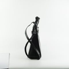 Saint Laurent Manhattan Shopper Embossed Croc Tote Black