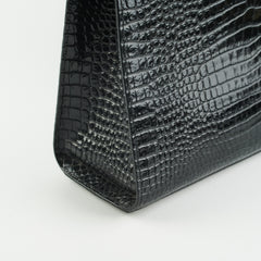 Saint Laurent Manhattan Shopper Embossed Croc Tote Black