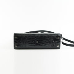 Saint Laurent Manhattan Shopper Embossed Croc Tote Black