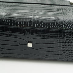 Saint Laurent Manhattan Shopper Embossed Croc Tote Black