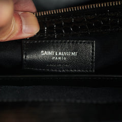 Saint Laurent Manhattan Shopper Embossed Croc Tote Black