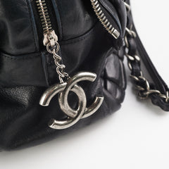 Chanel Quilted Bowling Handbag Black