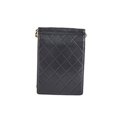 Chanel Quilted Vertical Pearls Clutch Black