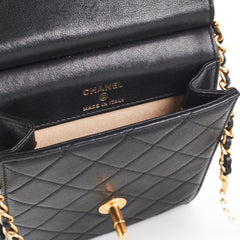 Chanel Quilted Vertical Pearls Clutch Black