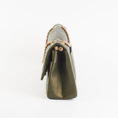 Chanel Chevron Reissue 226 Medium Khaki Green Metallic