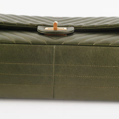 Chanel Chevron Reissue 226 Medium Khaki Green Metallic