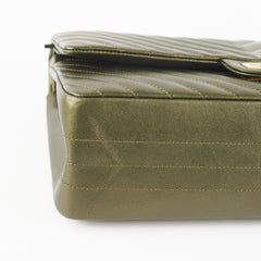 Chanel Chevron Reissue 226 Medium Khaki Green Metallic