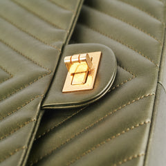 Chanel Chevron Reissue 226 Medium Khaki Green Metallic