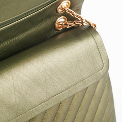 Chanel Chevron Reissue 226 Medium Khaki Green Metallic