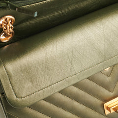 Chanel Chevron Reissue 226 Medium Khaki Green Metallic