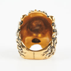 Gucci Drops Crystal-Embellished Tiger Head Ring Size 16