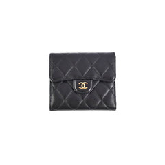 Chanel Black Quilted Lambskin Flap Wallet