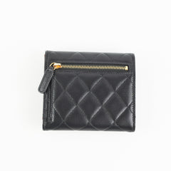 Chanel Black Quilted Lambskin Flap Wallet