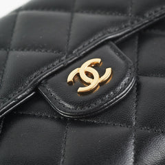 Chanel Black Quilted Lambskin Flap Wallet