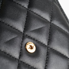 Chanel Black Quilted Lambskin Flap Wallet