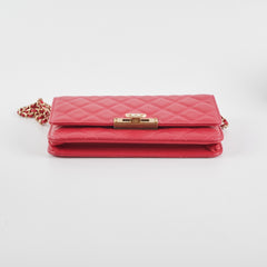 Chanel Caviar Wallet on Chain Pink