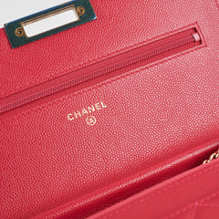 Chanel Caviar Wallet on Chain Pink