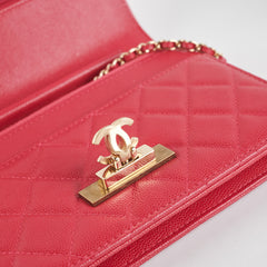 Chanel Caviar Wallet on Chain Pink