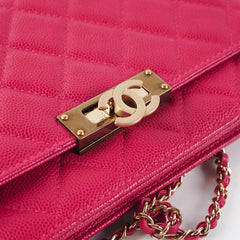 Chanel Caviar Wallet on Chain Pink