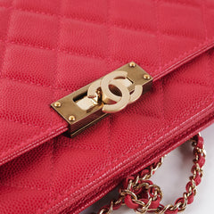 Chanel Caviar Wallet on Chain Pink