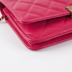 Chanel Caviar Wallet on Chain Pink
