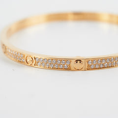 Cartier Love Bangle Pave Diamonds Yellow Gold (Size 17)