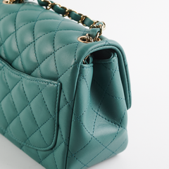 HOLD Chanel Quilted Mini Square Teal (Microchip)