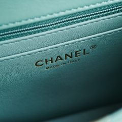 HOLD Chanel Quilted Mini Square Teal (Microchip)