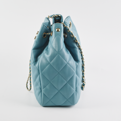 ITEM 16 - Chanel Drawstring Bucket Bag Light Blue
