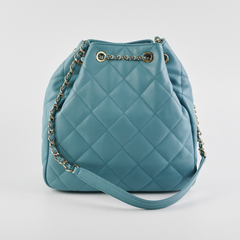 ITEM 16 - Chanel Drawstring Bucket Bag Light Blue