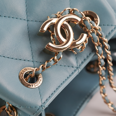 ITEM 16 - Chanel Drawstring Bucket Bag Light Blue