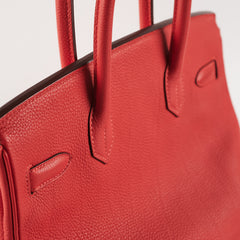 Hermes Birkin 30 Togo Rouge Pivoine Stamp R Square (2014)