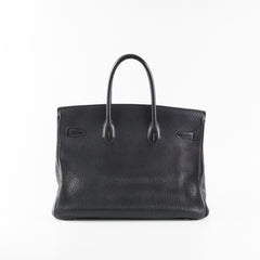 Hermes Birkin 35 Black Clemence Stamp Z Circle