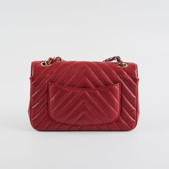 Chanel 18B Chevron Rectangular Mini Red