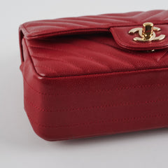 Chanel 18B Chevron Rectangular Mini Red
