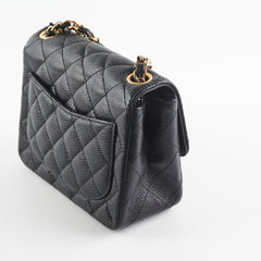 Chanel Caviar Mini Square 24k gold Black