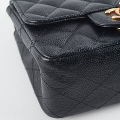 Chanel Caviar Mini Square 24k gold Black