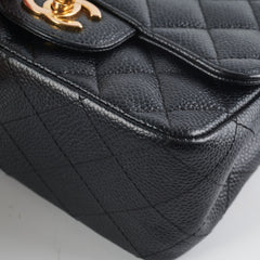 Chanel Caviar Mini Square 24k gold Black