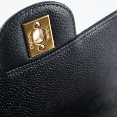 Chanel Caviar Mini Square 24k gold Black