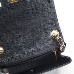 Chanel Caviar Mini Square 24k gold Black