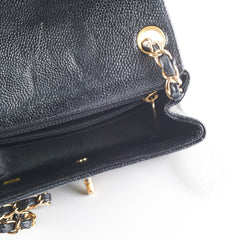 Chanel Caviar Mini Square 24k gold Black