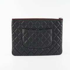 Chanel Medium O case Pouch Clutch Caviar Black